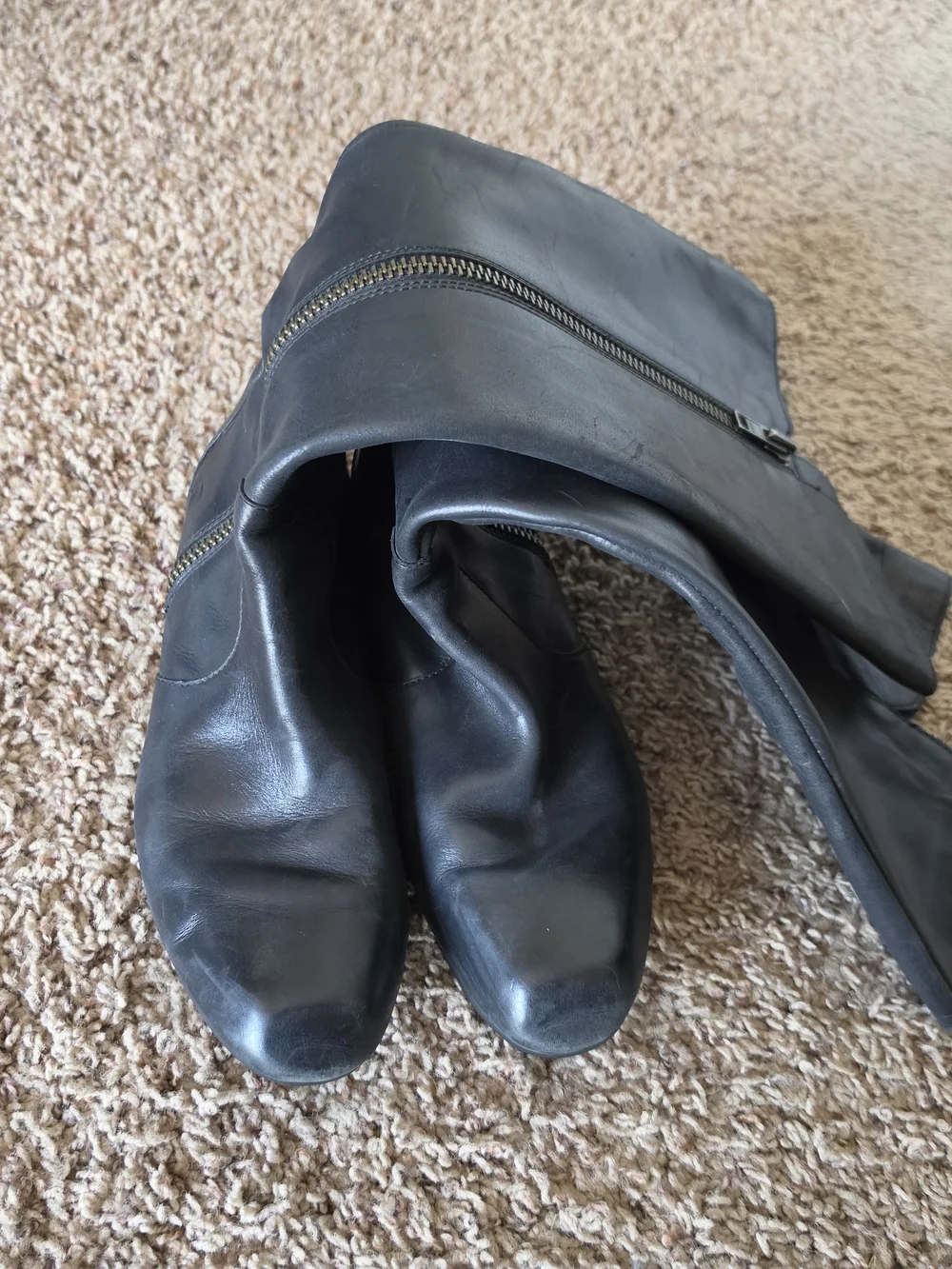 Born Black Leather Knee-High Zip Riding Boots